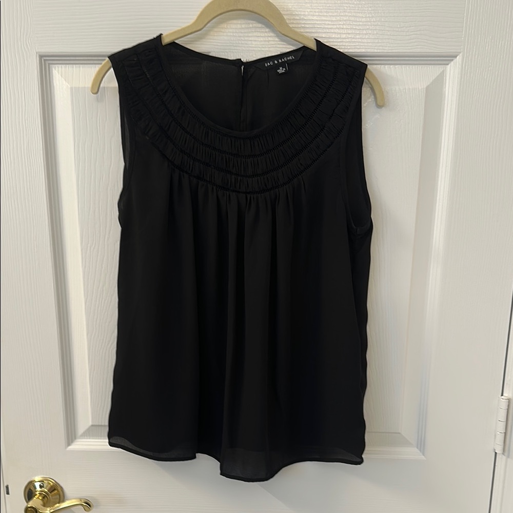 Black Sleeveless Blouse With Interesting Detail at Neckline Size Medium